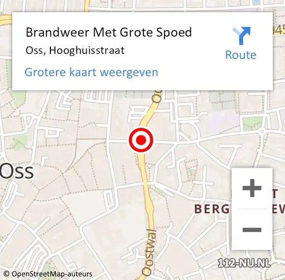 Locatie op kaart van de 112 melding: Brandweer Met Grote Spoed Naar Oss, Hooghuisstraat op 21 juni 2019 23:54