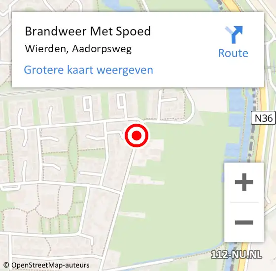 Locatie op kaart van de 112 melding: Brandweer Met Spoed Naar Wierden, Aadorpsweg op 22 juni 2019 00:00