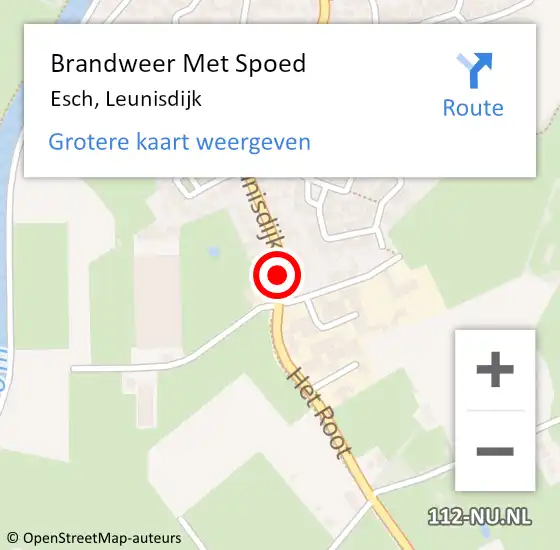 Locatie op kaart van de 112 melding: Brandweer Met Spoed Naar Esch, Leunisdijk op 22 juni 2019 01:10