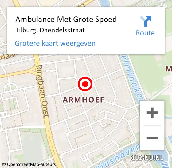 Locatie op kaart van de 112 melding: Ambulance Met Grote Spoed Naar Tilburg, Daendelsstraat op 22 juni 2019 02:45