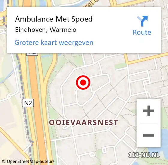Locatie op kaart van de 112 melding: Ambulance Met Spoed Naar Eindhoven, Warmelo op 22 juni 2019 03:14