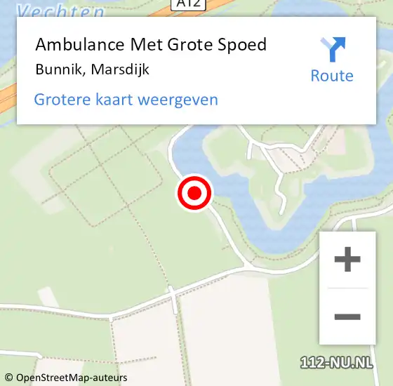 Locatie op kaart van de 112 melding: Ambulance Met Grote Spoed Naar Bunnik, Marsdijk op 22 juni 2019 04:55