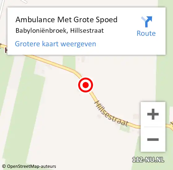 Locatie op kaart van de 112 melding: Ambulance Met Grote Spoed Naar Babyloniënbroek, Hillsestraat op 22 juni 2019 05:42