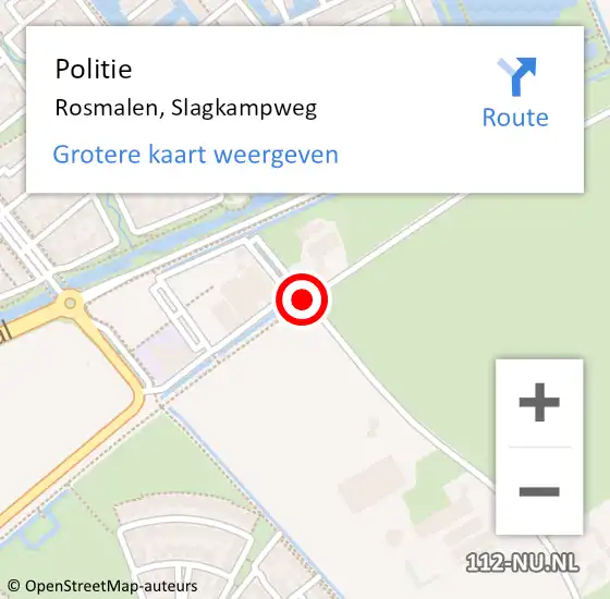 Locatie op kaart van de 112 melding: Politie Rosmalen, Slagkampweg op 22 juni 2019 05:55