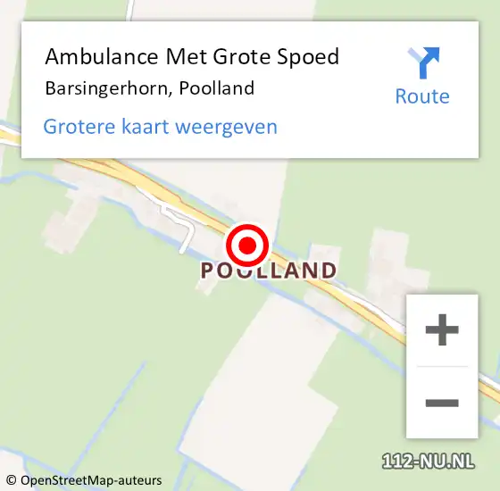 Locatie op kaart van de 112 melding: Ambulance Met Grote Spoed Naar Barsingerhorn, Poolland op 22 juni 2019 08:44