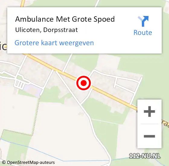 Locatie op kaart van de 112 melding: Ambulance Met Grote Spoed Naar Ulicoten, Dorpsstraat op 22 juni 2019 09:22