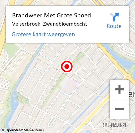 Locatie op kaart van de 112 melding: Brandweer Met Grote Spoed Naar Velserbroek, Zwanebloembocht op 22 juni 2019 09:26