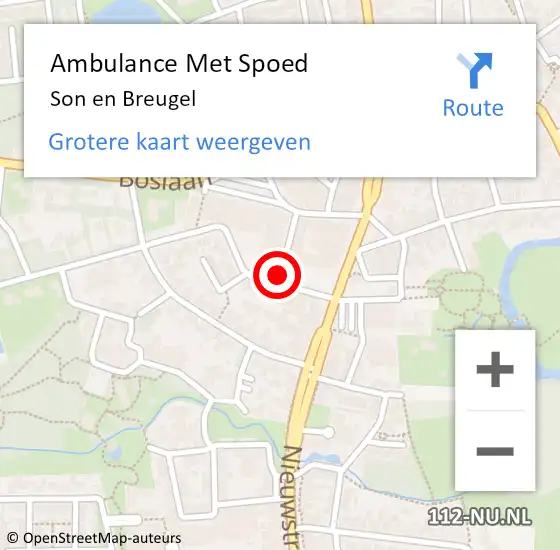 Locatie op kaart van de 112 melding: Ambulance Met Spoed Naar Son en Breugel op 22 juni 2019 09:41