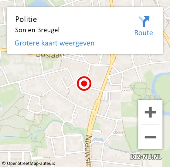 Locatie op kaart van de 112 melding: Politie Son en Breugel op 22 juni 2019 09:42