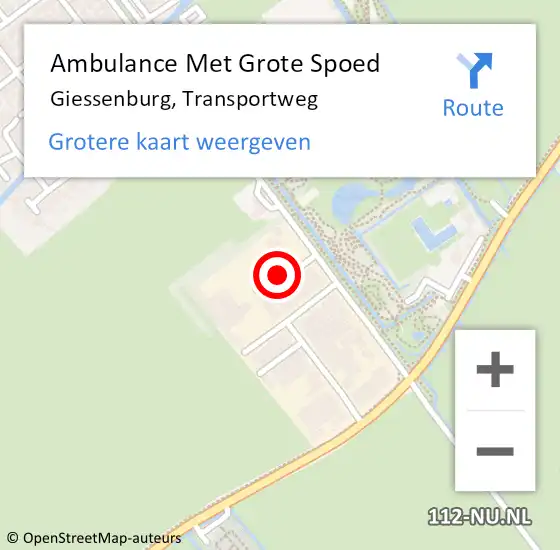 Locatie op kaart van de 112 melding: Ambulance Met Grote Spoed Naar Giessenburg, Transportweg op 22 juni 2019 09:46