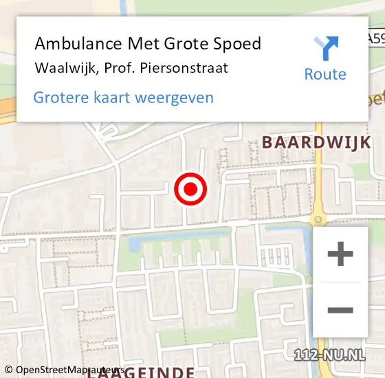 Locatie op kaart van de 112 melding: Ambulance Met Grote Spoed Naar Waalwijk, Prof. Piersonstraat op 22 juni 2019 09:49