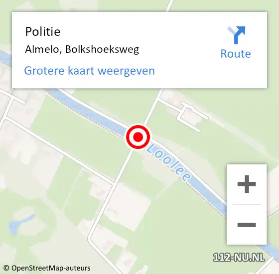 Locatie op kaart van de 112 melding: Politie Almelo, Bolkshoeksweg op 22 juni 2019 10:03