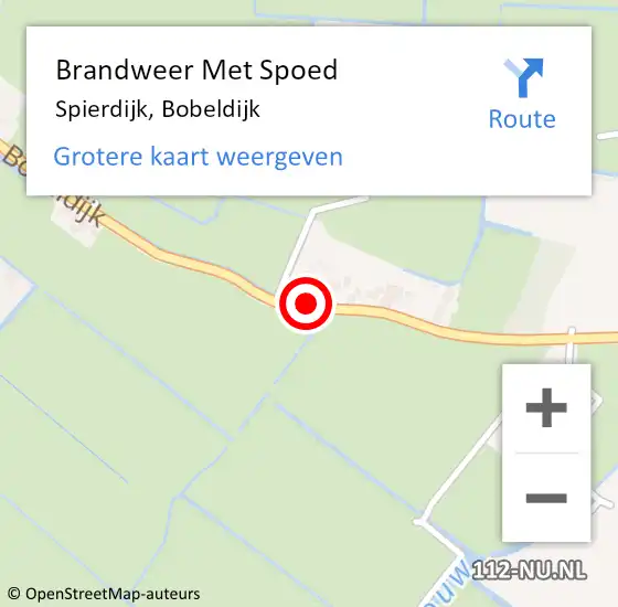 Locatie op kaart van de 112 melding: Brandweer Met Spoed Naar Spierdijk, Bobeldijk op 22 juni 2019 10:34