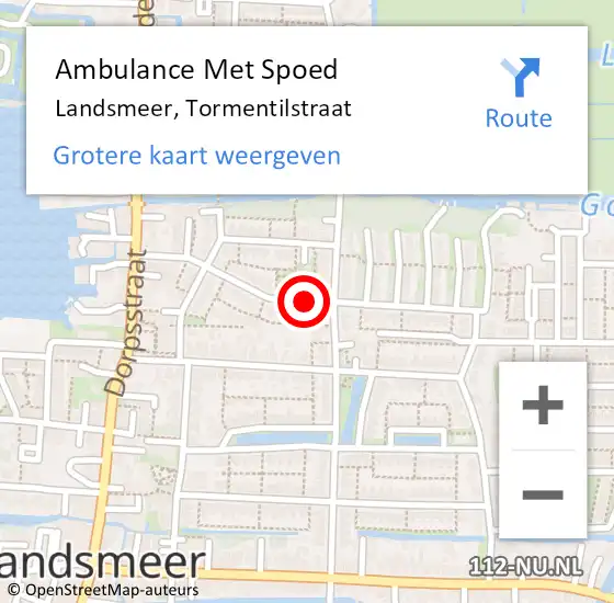 Locatie op kaart van de 112 melding: Ambulance Met Spoed Naar Landsmeer, Tormentilstraat op 22 juni 2019 11:42