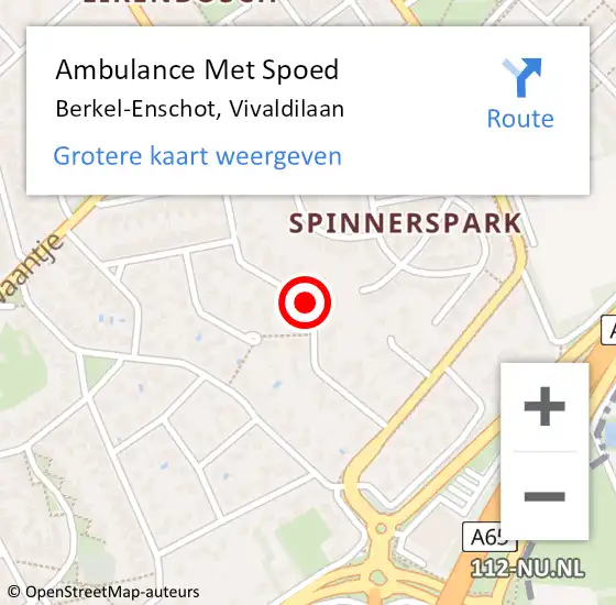 Locatie op kaart van de 112 melding: Ambulance Met Spoed Naar Berkel-Enschot, Vivaldilaan op 22 juni 2019 12:17