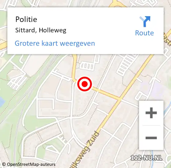 Locatie op kaart van de 112 melding: Politie Sittard, Holleweg op 22 juni 2019 12:32