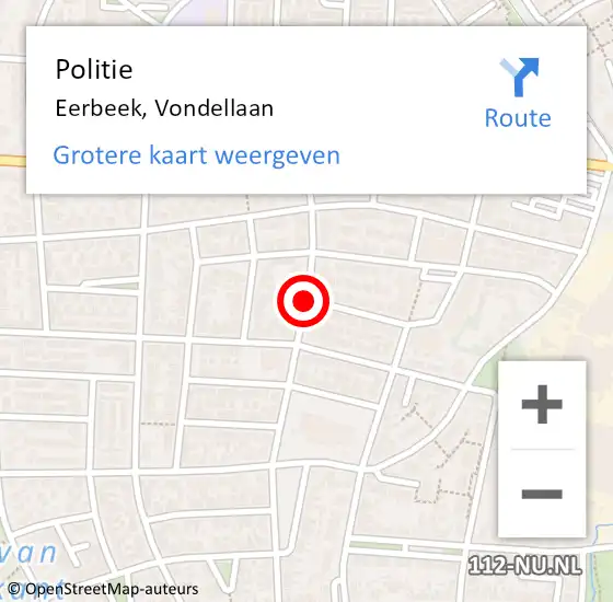 Locatie op kaart van de 112 melding: Politie Eerbeek, Vondellaan op 22 juni 2019 12:36