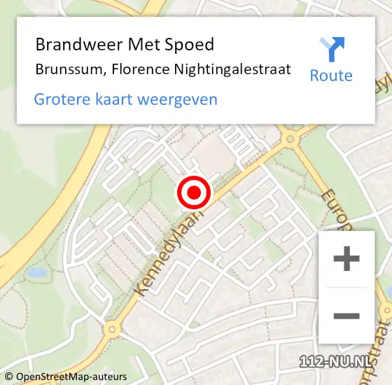 Locatie op kaart van de 112 melding: Brandweer Met Spoed Naar Brunssum, Florence Nightingalestraat op 22 juni 2019 12:49