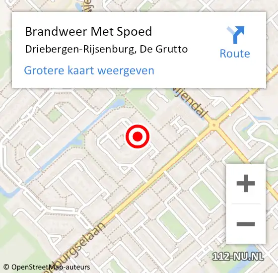 Locatie op kaart van de 112 melding: Brandweer Met Spoed Naar Driebergen-Rijsenburg, De Grutto op 22 juni 2019 12:53