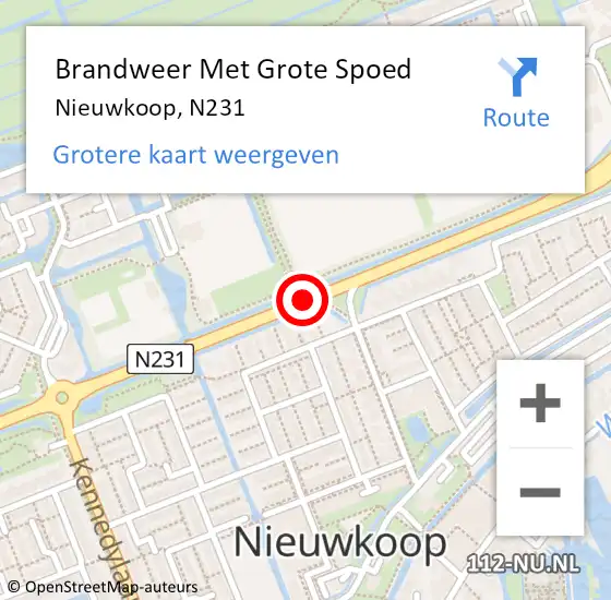 Locatie op kaart van de 112 melding: Brandweer Met Grote Spoed Naar Nieuwkoop, N231 op 22 juni 2019 13:47