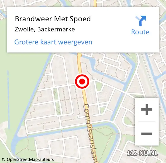 Locatie op kaart van de 112 melding: Brandweer Met Spoed Naar Zwolle, Backermarke op 22 juni 2019 14:14