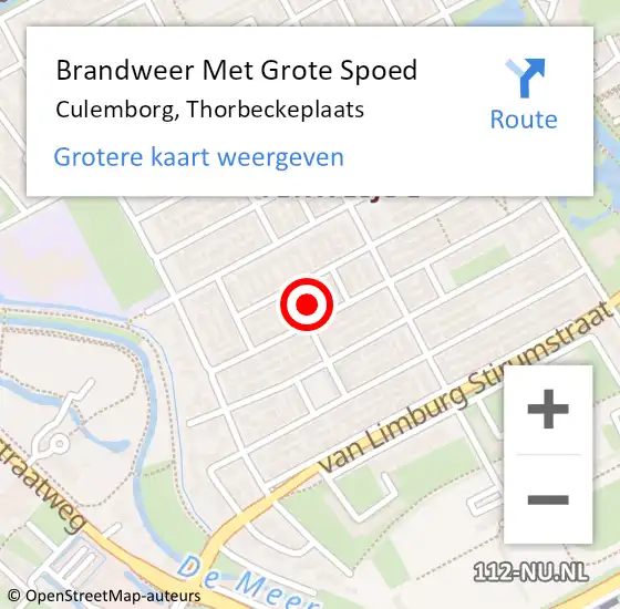 Locatie op kaart van de 112 melding: Brandweer Met Grote Spoed Naar Culemborg, Thorbeckeplaats op 22 juni 2019 14:25