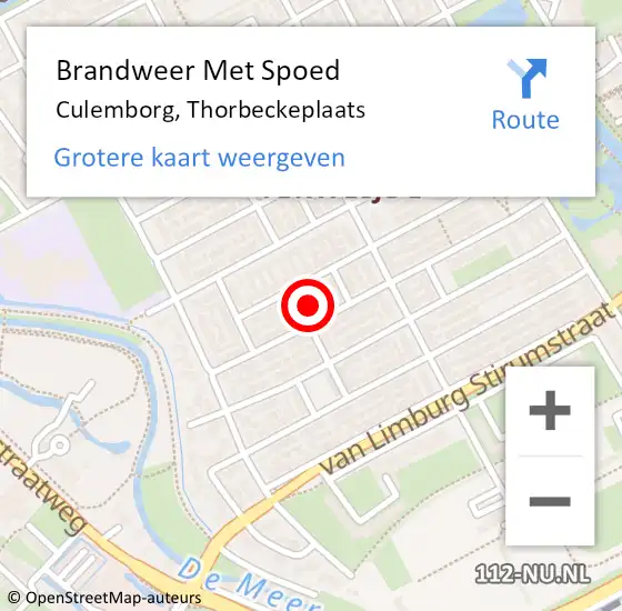 Locatie op kaart van de 112 melding: Brandweer Met Spoed Naar Culemborg, Thorbeckeplaats op 22 juni 2019 14:26