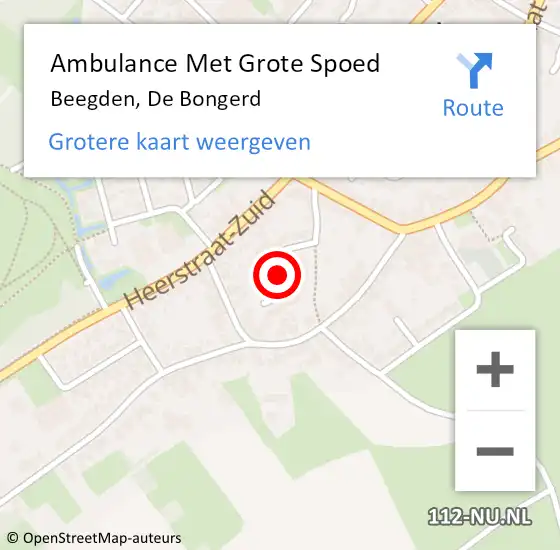 Locatie op kaart van de 112 melding: Ambulance Met Grote Spoed Naar Beegden, De Bongerd op 22 juni 2019 15:31