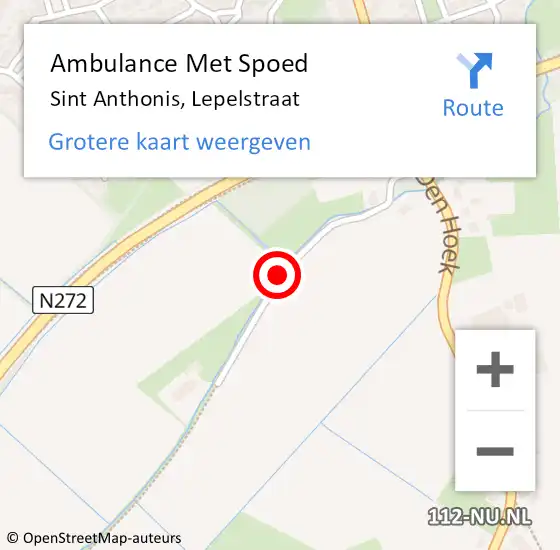 Locatie op kaart van de 112 melding: Ambulance Met Spoed Naar Sint Anthonis, Lepelstraat op 22 juni 2019 15:58