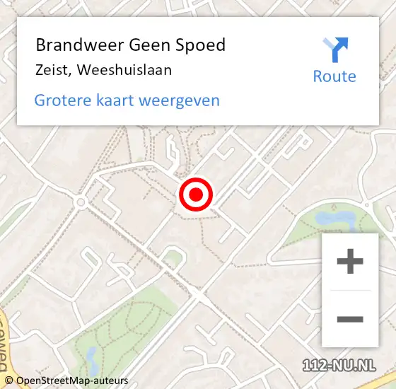 Locatie op kaart van de 112 melding: Brandweer Geen Spoed Naar Zeist, Weeshuislaan op 22 juni 2019 16:16