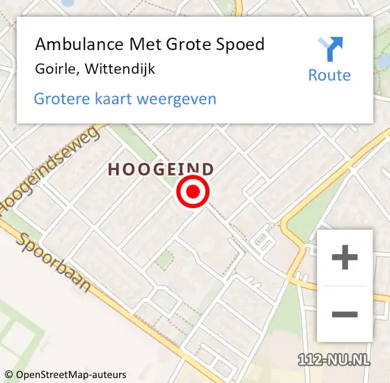 Locatie op kaart van de 112 melding: Ambulance Met Grote Spoed Naar Goirle, Wittendijk op 22 juni 2019 16:20