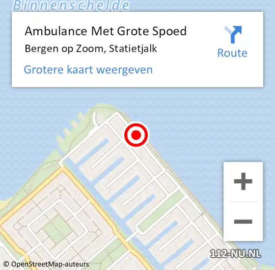 Locatie op kaart van de 112 melding: Ambulance Met Grote Spoed Naar Bergen op Zoom, Statietjalk op 22 juni 2019 16:22