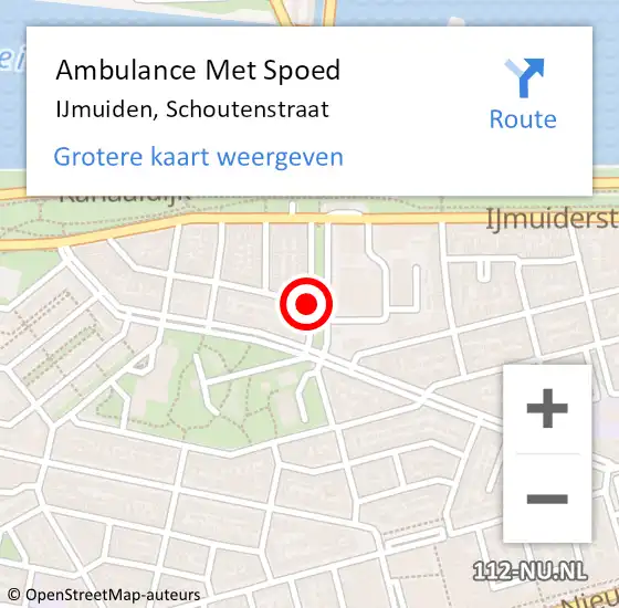 Locatie op kaart van de 112 melding: Ambulance Met Spoed Naar IJmuiden, Schoutenstraat op 22 juni 2019 17:12