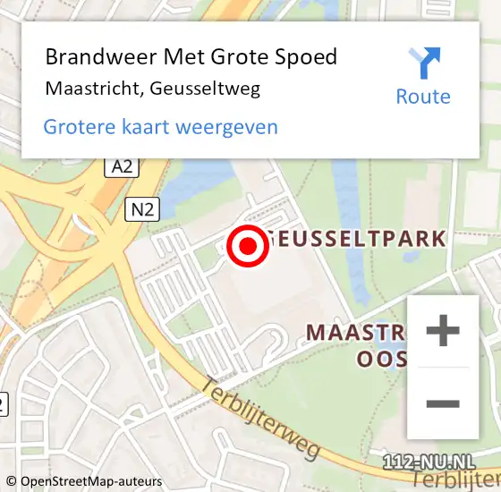Locatie op kaart van de 112 melding: Brandweer Met Grote Spoed Naar Maastricht, Geusseltweg op 22 juni 2019 17:15