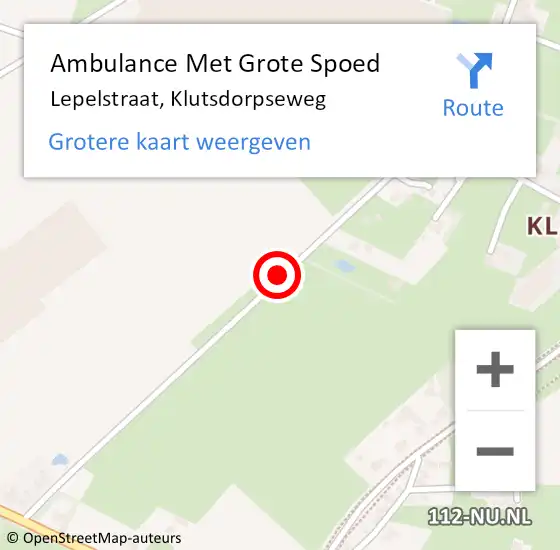 Locatie op kaart van de 112 melding: Ambulance Met Grote Spoed Naar Lepelstraat, Klutsdorpseweg op 22 juni 2019 18:13