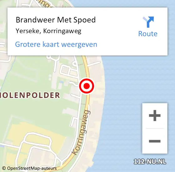 Locatie op kaart van de 112 melding: Brandweer Met Spoed Naar Yerseke, Korringaweg op 22 juni 2019 18:16