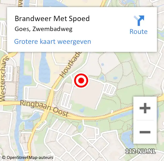 Locatie op kaart van de 112 melding: Brandweer Met Spoed Naar Goes, Zwembadweg op 22 juni 2019 18:30