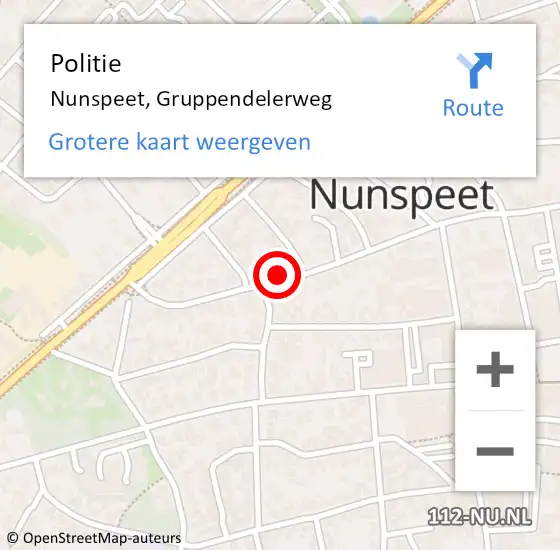 Locatie op kaart van de 112 melding: Politie Nunspeet, Gruppendelerweg op 22 juni 2019 19:30