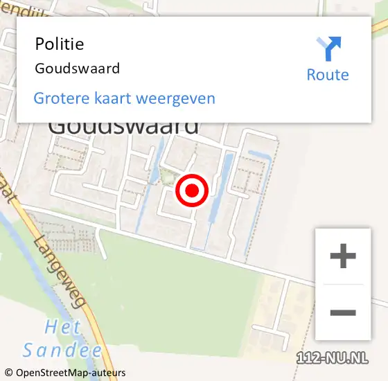 Locatie op kaart van de 112 melding: Politie Goudswaard op 22 juni 2019 19:36