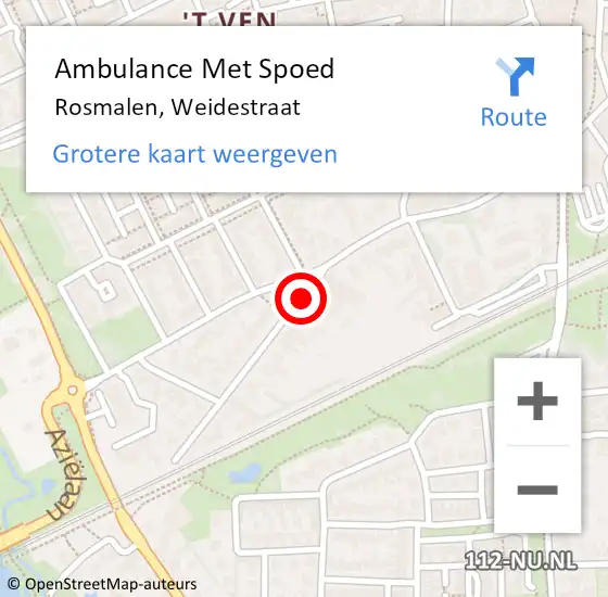 Locatie op kaart van de 112 melding: Ambulance Met Spoed Naar Rosmalen, Weidestraat op 22 juni 2019 20:54