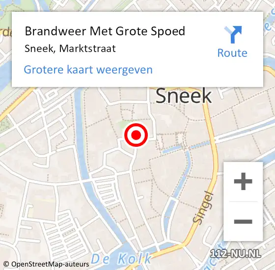 Locatie op kaart van de 112 melding: Brandweer Met Grote Spoed Naar Sneek, Marktstraat op 22 juni 2019 20:58