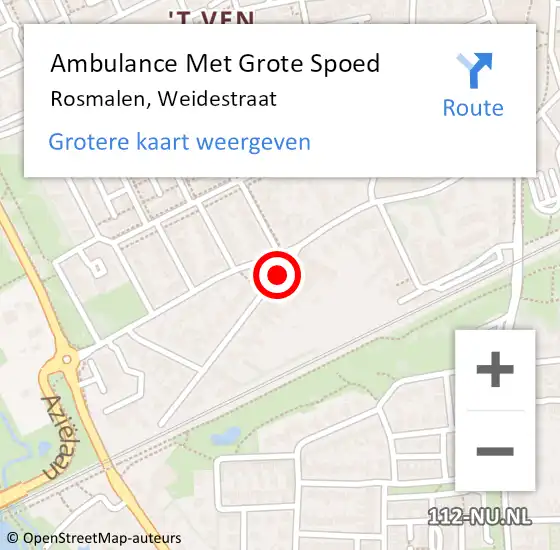 Locatie op kaart van de 112 melding: Ambulance Met Grote Spoed Naar Rosmalen, Weidestraat op 22 juni 2019 20:58