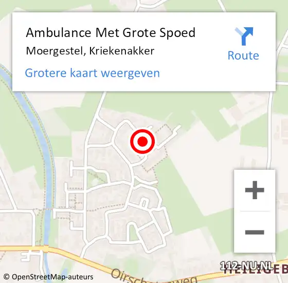Locatie op kaart van de 112 melding: Ambulance Met Grote Spoed Naar Moergestel, Kriekenakker op 22 juni 2019 22:28