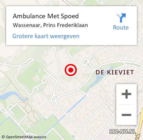 Locatie op kaart van de 112 melding: Ambulance Met Spoed Naar Wassenaar, Prins Frederiklaan op 22 juni 2019 23:02