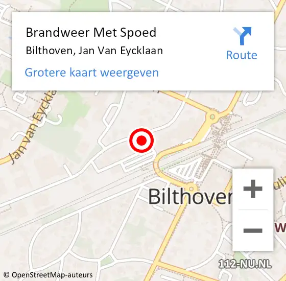 Locatie op kaart van de 112 melding: Brandweer Met Spoed Naar Bilthoven, Jan Van Eycklaan op 22 juni 2019 23:07