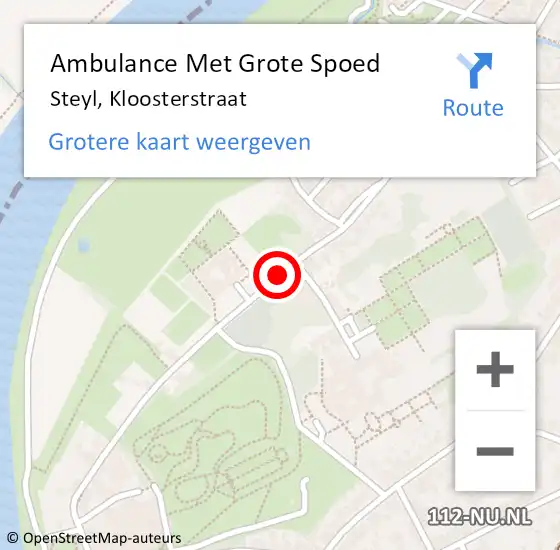 Locatie op kaart van de 112 melding: Ambulance Met Grote Spoed Naar Steyl, Kloosterstraat op 22 juni 2019 23:39