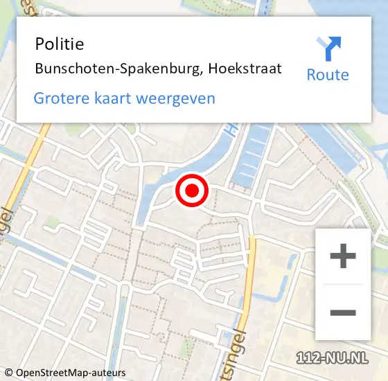 Locatie op kaart van de 112 melding: Politie Bunschoten-Spakenburg, Hoekstraat op 23 juni 2019 00:22