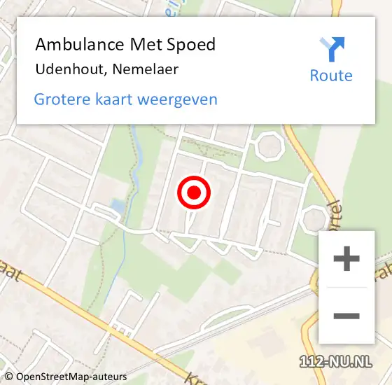 Locatie op kaart van de 112 melding: Ambulance Met Spoed Naar Udenhout, Nemelaer op 23 juni 2019 00:46