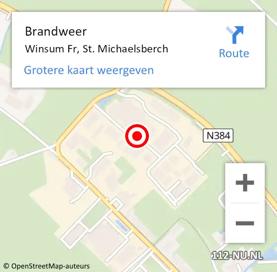 Locatie op kaart van de 112 melding: Brandweer Winsum Fr, St. Michaelsberch op 23 juni 2019 00:55