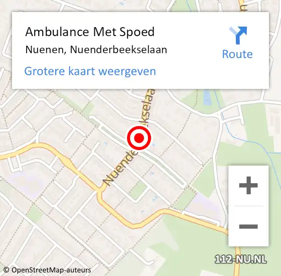 Locatie op kaart van de 112 melding: Ambulance Met Spoed Naar Nuenen, Nuenderbeekselaan op 23 juni 2019 00:59